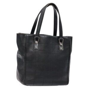CHANEL Choco Bar COCO Mark Hand Bag Canvas Black Silver